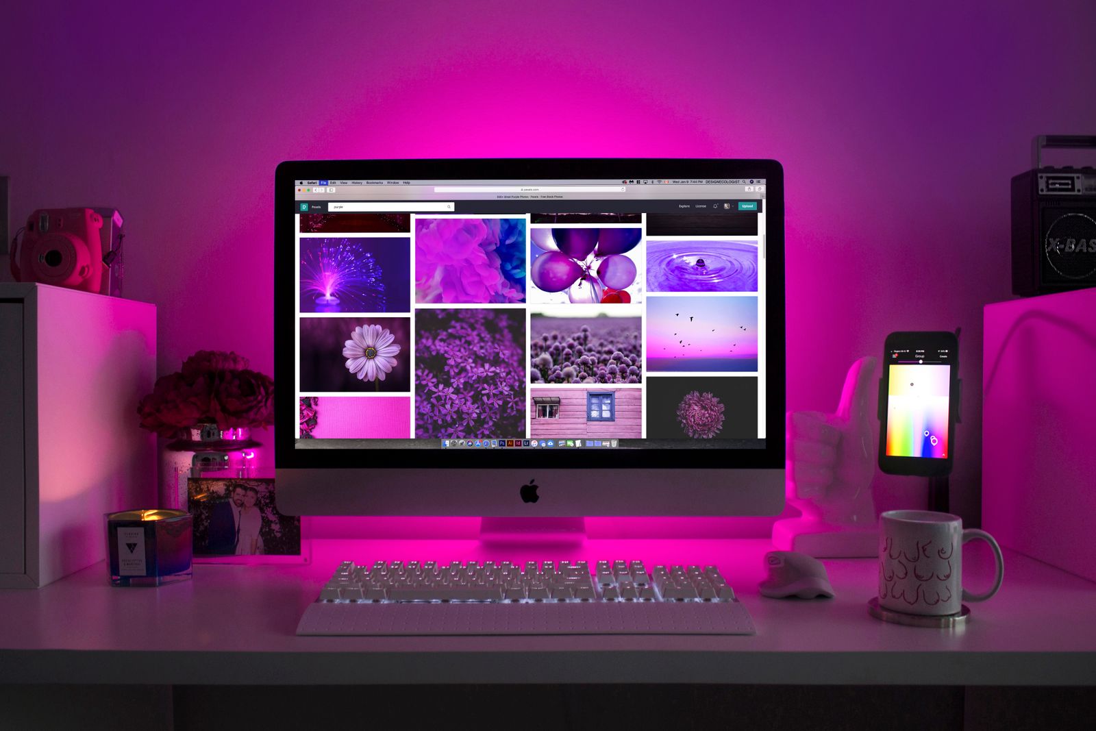 Split image comparing a DIY website builder on a laptop with a professional designer's workspace